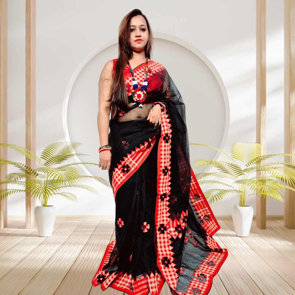 Reshom Kota Gamcha Checks Applique