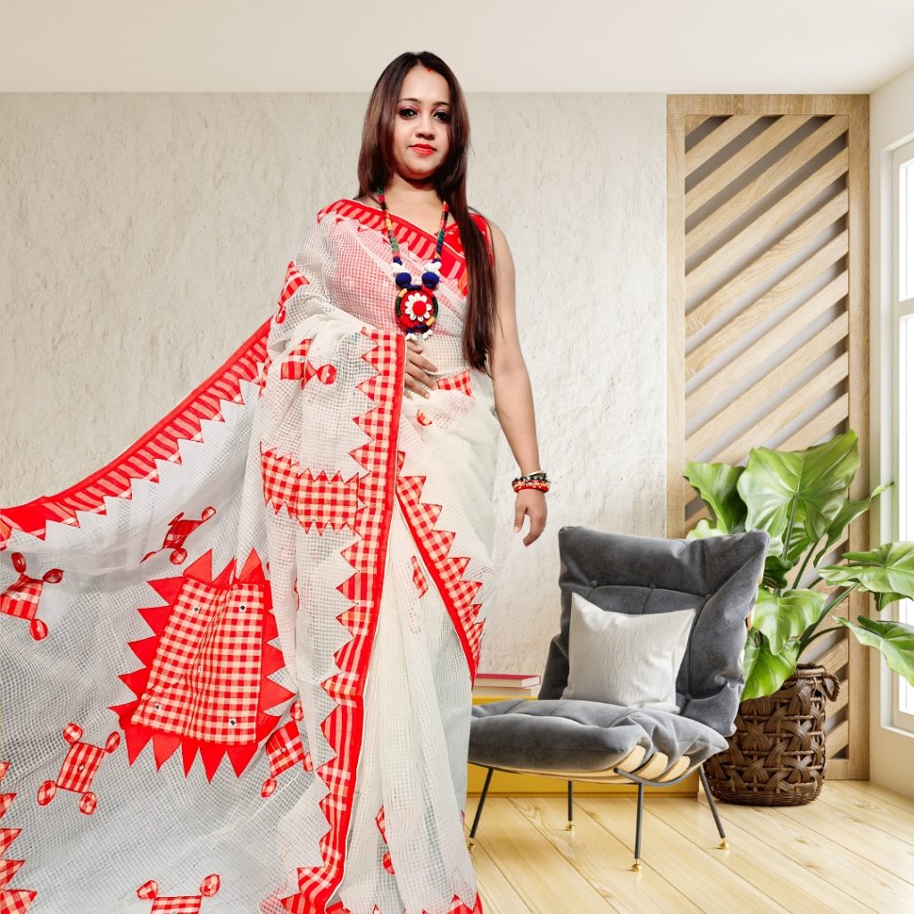 Reshom Kota Gamcha Checks Applique